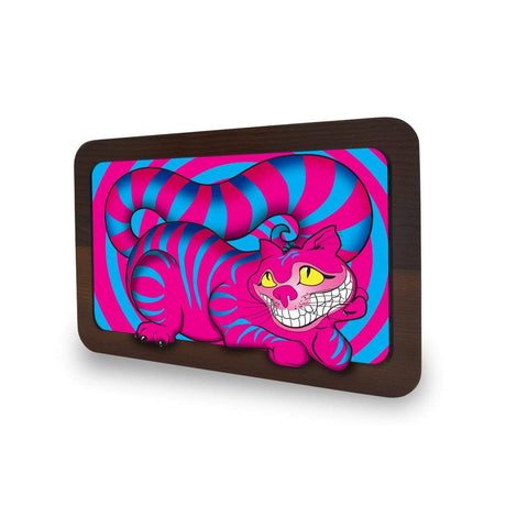 V Syndicate High-Def Wood Rollin' Tray with Seshigher Cat Design, Medium Size, Front View