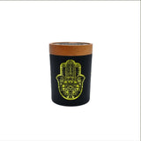 V Syndicate Smart Stash Jar Medium in Hamsa Yellow Design, Compact Wooden Herb Storage