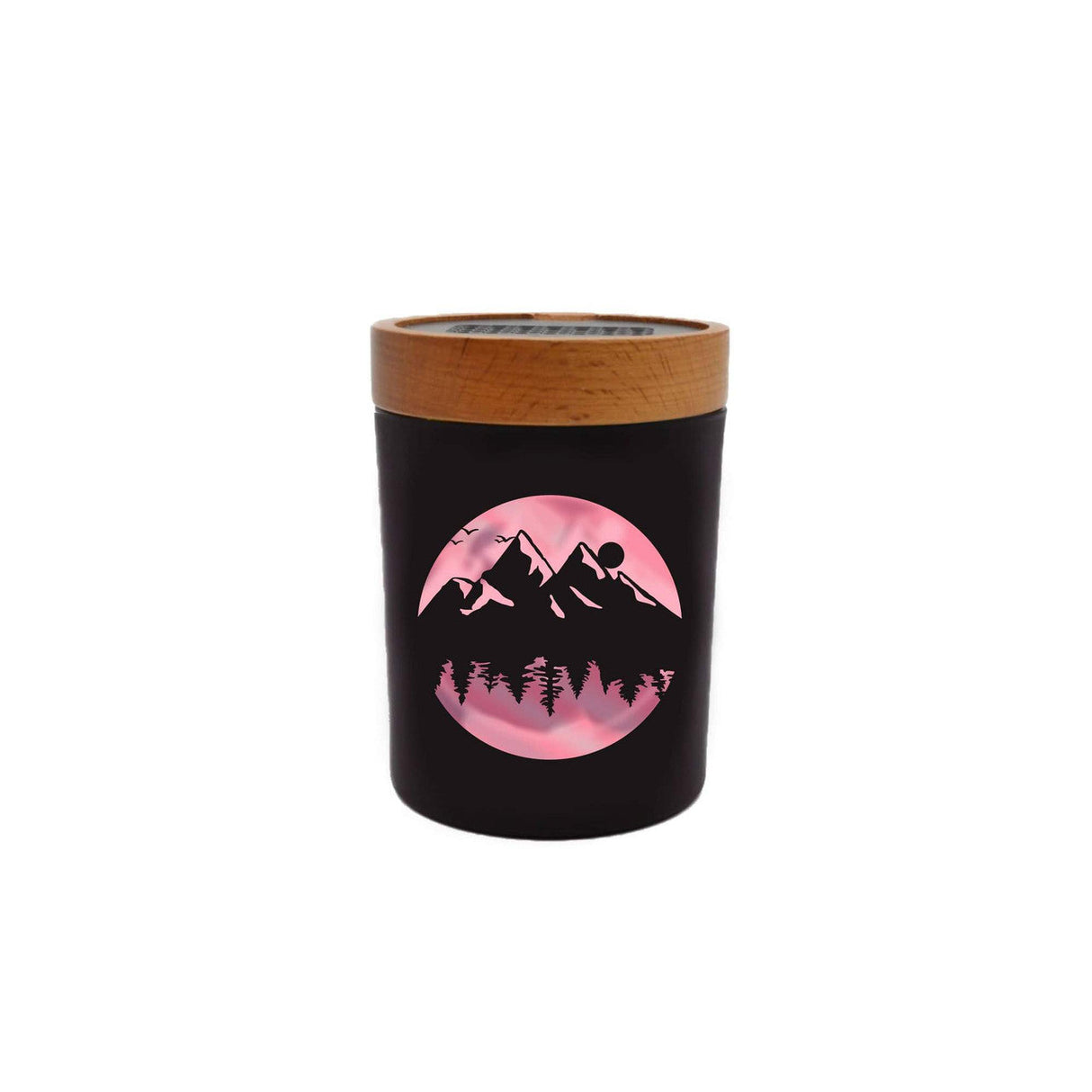 V Syndicate Smart Stash Jar Medium in High Elevation Pink with Wood Lid - Front View