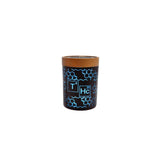 V Syndicate Smart Stash Jar Medium in THC Elemental Blue with Wooden Lid, Front View