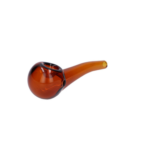 Valiant Glass Spoon Pipe in Amber - 4" Bent Stem, Portable Borosilicate Glass, Side View