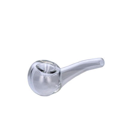 Valiant Glass Spoon Pipe in Clear - 4" Bent Stem Design, Portable Borosilicate Glass, Side View