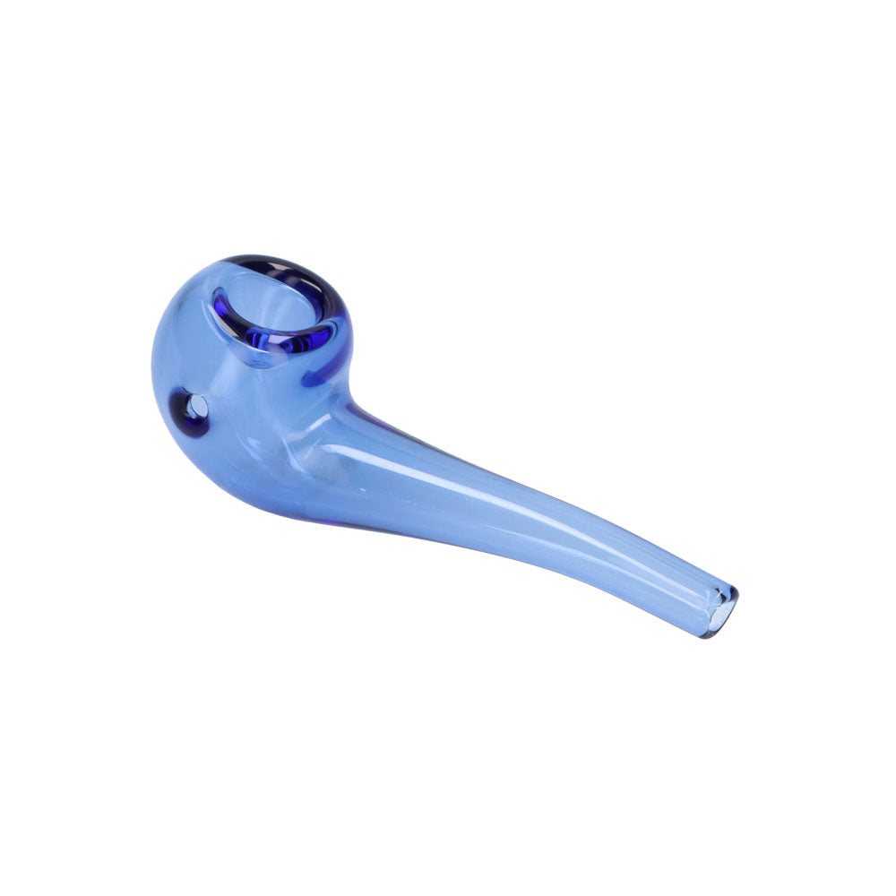 Valiant Glass Spoon Pipe in Blue - 4" Bent Stem Portable Design for Dry Herbs