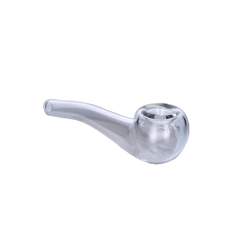 Valiant Glass Spoon Pipe in Clear - 4" Bent Stem, Portable Design for Dry Herbs, Side View