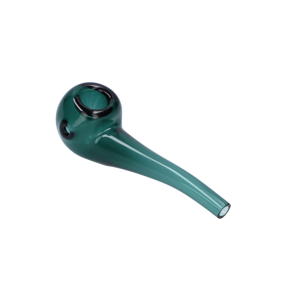 Valiant Glass Spoon Pipe in Teal, 4" Bent Stem Design, Portable Borosilicate Glass, Top View