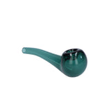Valiant Glass Spoon Pipe in Teal - 4" Bent Stem, Portable Design for Dry Herbs, Side View