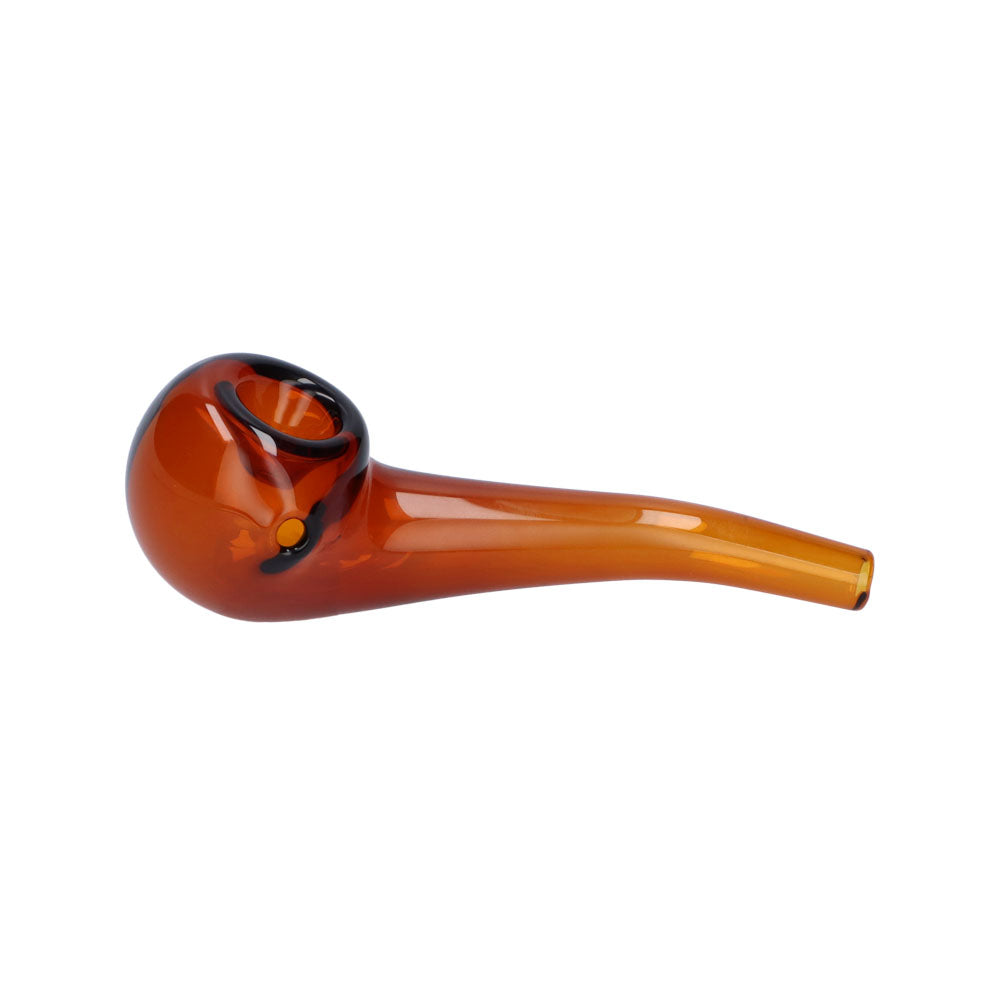 Valiant Glass Spoon Pipe in Amber - 4" Bent Stem, Portable Design for Dry Herbs, Side View