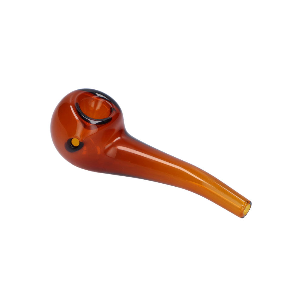Valiant Glass Spoon Pipe in Amber - 4" Bent Stem, Portable Design for Dry Herbs, Top View
