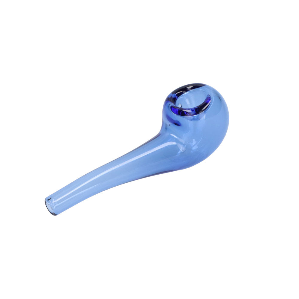 Valiant Glass Spoon Pipe in Teal - 4" Bent Stem Design for Dry Herbs, Top View