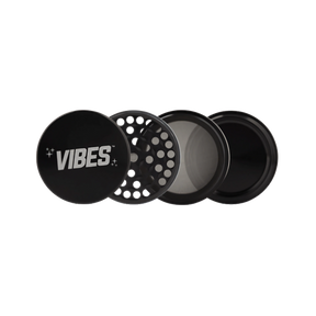 Vibes 4-Piece Black Aluminum Grinder, 2.5" Compact Design, Perfect for Dry Herbs - Top View