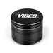 VIBES Anodized Metal Grinder, 4pc, Compact Design, 2.5" Diameter, Black Variant - Front View