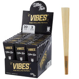 Vibes Ultra Thin 1.25" Cones Box with Single Cone Displayed - Portable Rolling Papers