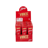 Vibes Hemp Rolling Papers Cones Box, King Size, 180pk Red Display Front View