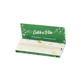 VIBES Organic Hemp Rolling Papers open pack front view, unbleached with green branding