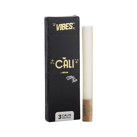 Vibes The Cali Pre-Rolls 3pk, Ultra Thin 1g Rolling Papers, Front View on White Background