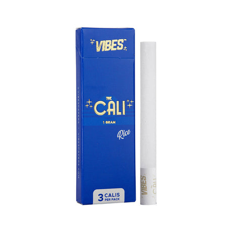VIBES The Cali Pre-Rolls Rice 8 Pack, blue box with one pre-roll, front view on white background