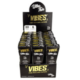 VIBES Ultra Thin Cones display box with 1 1/4" size unbleached rolling papers for dry herbs