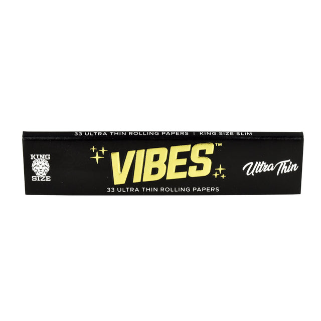 VIBES King Size Slim Ultra Thin Rolling Papers - Front View on White Background