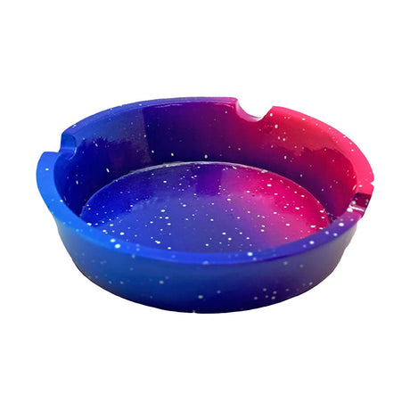 Vibrant Galaxy Ashtray - 4" Multicolor Polyresin, Top View on White Background