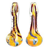 Vibrant Sea Slug Ribbed Spoon Pipe, 4.5" Borosilicate Glass, Front and Side Views