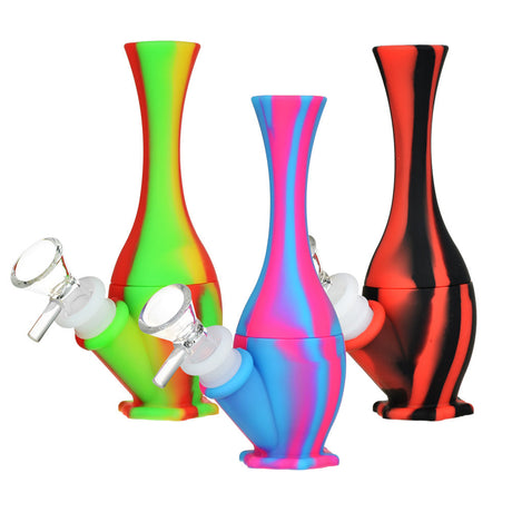 Eyce Silicone Vase Water Pipes in vibrant colors with 14mm bowls, front view on white background