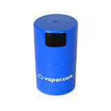 VN Tightvac Container in blue, front view, portable and smell-proof storage for dry herbs