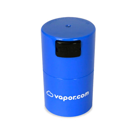 VN Tightvac Container in blue, front view, portable and smell-proof storage for dry herbs
