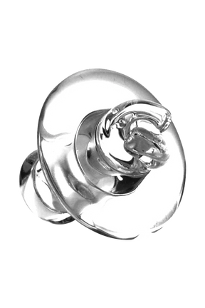 Borosilicate glass Vortex Thermal Carb Cap with curved airflow, heavy wall, top view