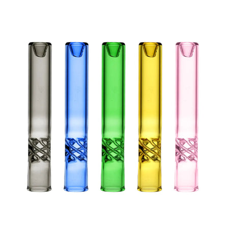 Assorted Vortex Twist Chillums pack, 4" borosilicate glass hand pipes for dry herbs, front view