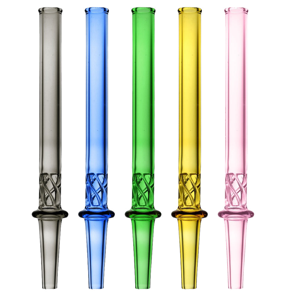 Vortex Twist Dab Straws in Assorted Colors, Borosilicate Glass, 6" Length, Front View