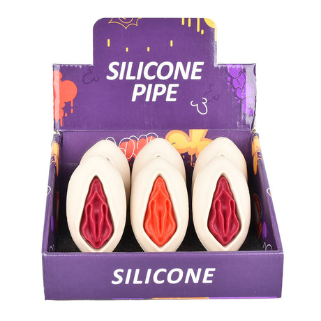 Vulva Silicone Hand Pipe Display with 6 Assorted Colors, Easy to Clean, Durable Design