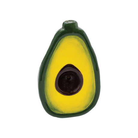 Ceramic Avocado-Shaped Hand Pipe Front View on Seamless White Background