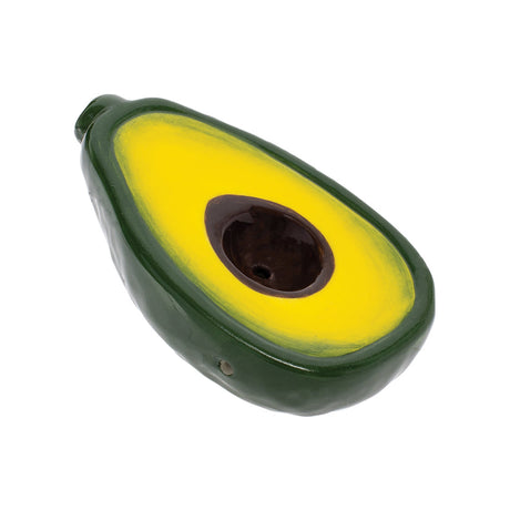 Ceramic Avocado-Shaped Hand Pipe with Deep Bowl - Top View on White Background
