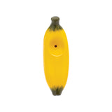 Wacky Bowlz Banana-Shaped Ceramic Hand Pipe Front View on Seamless White Background