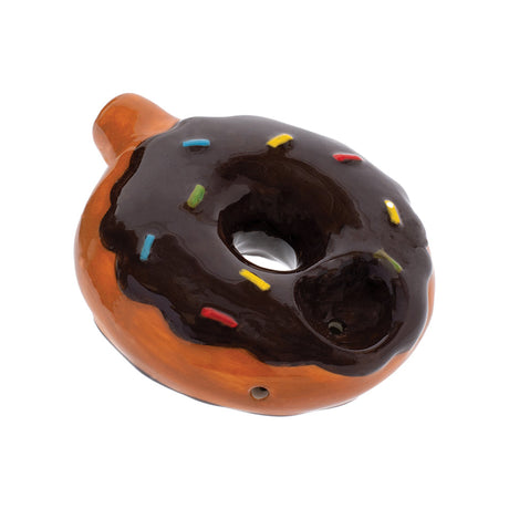 Ceramic Donut-Shaped Hand Pipe with Sprinkle Detail on White Background