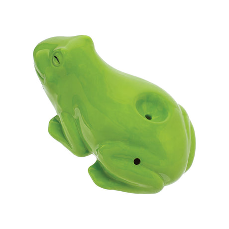 Wacky Bowlz Frog Ceramic Hand Pipe - Front View on White Background
