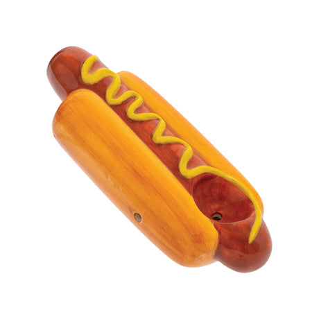 Wacky Bowlz Hot Dog Ceramic Hand Pipe, Novelty Design, Top View