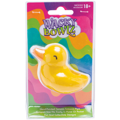 Wacky Bowlz Lil Ducky Ceramic Hand Pipe in packaging, compact and collectible design