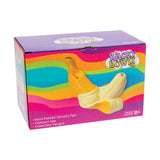 Wacky Bowlz Peeled Banana Ceramic Hand Pipe in colorful packaging, front view, ideal for dry herbs