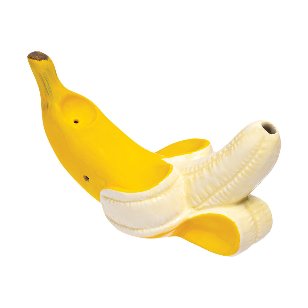 Wacky Bowlz Peeled Banana Ceramic Hand Pipe, 5.5" Spoon Design, Portable Yellow Novelty Gift