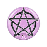 Wacky Bowlz Pentagram Ceramic Hand Pipe, Top View, Lavender with Black Detailing