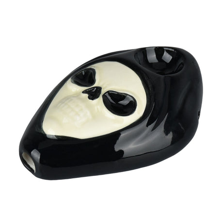 Wacky Bowlz Reaper Ceramic Hand Pipe, black and white, novelty spoon design, 3.5" compact size