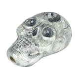 Wacky Bowlz Skull Ceramic Hand Pipe, 3.5" Compact Size, Gray, For Dry Herbs - Top View
