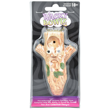 Wacky Bowlz Tree Man Ceramic Hand Pipe, 4.25" portable novelty spoon pipe for dry herbs