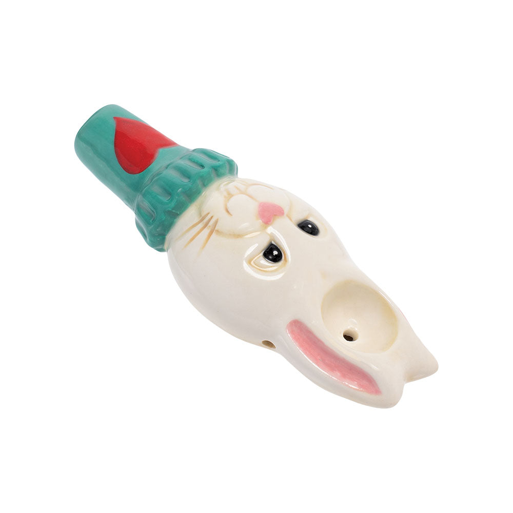 Wacky Bowlz White Rabbit Ceramic Hand Pipe - 4.5" Novelty Spoon Design