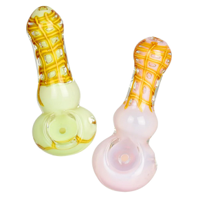 Waffle Cone Bubbled Glass Spoon Pipe, 3.75" Borosilicate, Portable Design, Top View