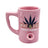 Pink Wake & Bake Coffee Mug Pipe, 10oz ceramic with cannabis leaf design, front view