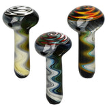 Waking Dream Spoon Pipes in various colors, 3.75" borosilicate glass, front and side views