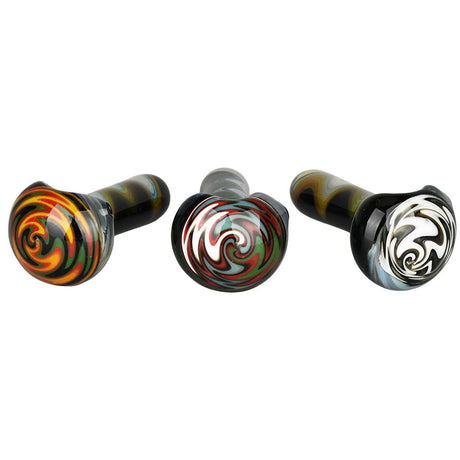Waking Dream Spoon Pipes in various colors with intricate designs, 3.75" Borosilicate Glass