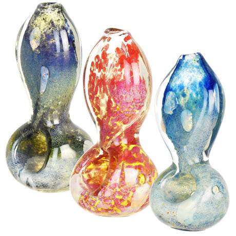 Warped Desires Flat Neck Spoon Pipes in assorted colors, compact borosilicate glass, for dry herbs